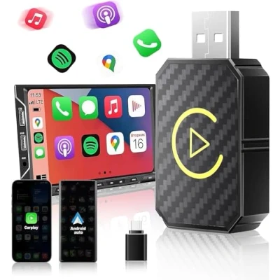 Imagen de Weinsamkeit Adaptador Inalámbrico Car Play para Teléfono Inteligente, Solo más de 2016 Cars con Factory Wired Play, Chip 5G Doble Núcleo, Conexión Automática en Segundos