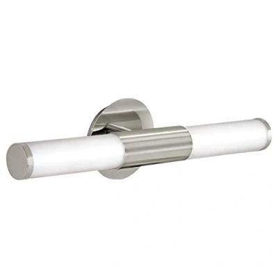 Imagen de EGLO Palmera lámpara de pared 2 focos, aplique espejo metal y cristal esmerilado opalino, para cuarto baño en plata, blanco, luminaria a prueba humedad, IP44, E14