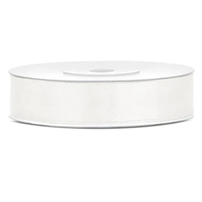 Imagen de Cinta de satén poliéster con lazo y embalaje regalo 6/12/25/38/50/100 mm x 25 m (Tamaño 12mm 25m Color Crema Claro)
