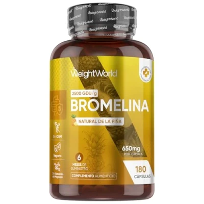 Imagen de Bromelina 650 mg 2500 GDU/g en 180 Cápsulas de Enzimas Naturales del Extracto Piña Suplemento Dietético Potente Para el Balance Interno y Acción Detox 6 Meses, Vegano, Keto Sin OGM