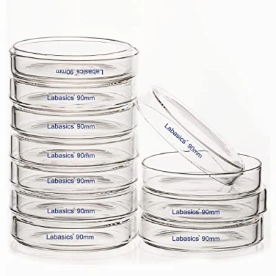 Imagen de Labasics 10pk Platos de Vidrio Petri, 90 x 20 mm Esterilizable en Autoclave Cultivo Celular Borosilicato Placas Petri con Tapa Claro para Laboratorio