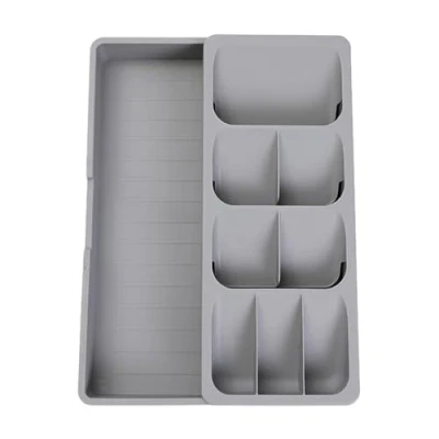 Imagen de awakentti soporte de cubiertos para cajón, organizador utensilios, ajustable y cubiertos, almacenamiento plástico compacto cuchillos (M)