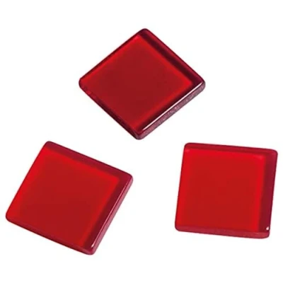 Imagen de Rayher mosaico acrílico transparente, 1 x cm, aprox. 205 unidades, caja SB Box 50 g, mezcla de tonos rojos, cuadrada, piedras plástico, translúcido, 14540287