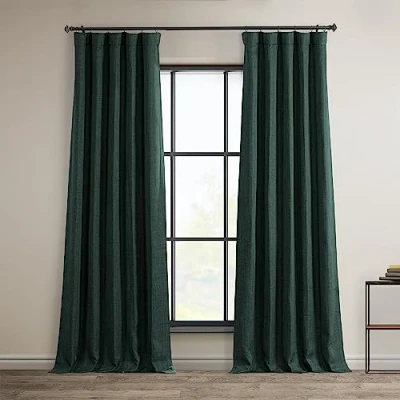 Imagen de HPD Half Price Drapes BOCH LN21328 108 Cortinas de Lino sintético para oscurecer la habitación, 50 x Pulgadas (1 Panel), Color Verde Focal