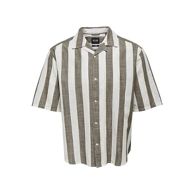 Imagen de ONLY &amp; SONS ONSTES RLX CTN Slub Stripe SS Shirt Noos, Camisa Hombre, Teak,