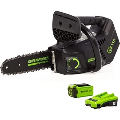 Imagen de Greenworks GD40TCSK2 Motosierra a Batería, Asa Superior, Motor sin Escobillas, Barra de 25 cm, Velocidad Cadena 12 m/s, 2,4 kg, Autoengrasado, Protección Retroceso, Batería 40V 2Ah y Cargador