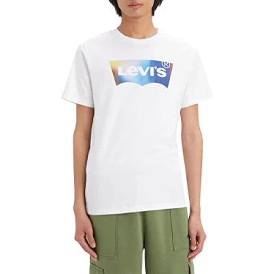 Imagen de Levi&#039;s Graphic Crewneck Tee Camiseta, Batwing Blur Fill White, M para Hombre