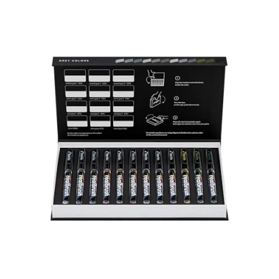 Imagen de Karin Realbrush PIGMENT Grey Colors: una colección de 12 pinceles en un estuche exclusivo y protector.