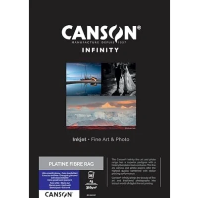 Imagen de Canson Infinity Platine Fibre Rag, Papeles digitales &#039;&#039;Vintage&#039;&#039;, Ultra suave y brillante, 310g, Hoja, A3 29,7x42cm, Blanco puro, 25 Hojas