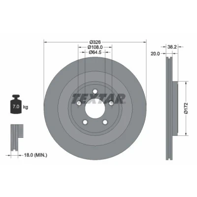 Imagen de TEXTAR PRO+ 92178005 Disco de freno JAGUAR: XF Berlina, S Type, XJ Berlina