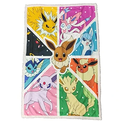 Imagen de Homadict Sherpa Pokémon Manta Polar Suave y cálida (100 x 150 cm, 100 cm), diseño de Evoli Evolution