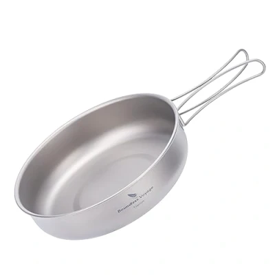 Imagen de iBasingo Sartenes para Freír Sartén de Titanio Acampar Picnic Griddle Vajilla Viaje Utensilios Cocina Ultraligeros Kits Desorden Plano Senderismo Mochilero Hogar Usado