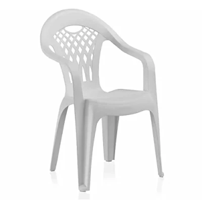 Imagen de JUANIO Juego de 4 Sillas jardín Apilables en Resina Color Blanco Longitud 58 x Profundidad 54 Altura 86 cm