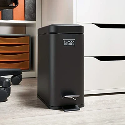 Imagen de BLACK+DECKER BXBN0007E Cubo de basura con pedal negro tapa cierre suave, acero inoxidable, 30 cm x 14 29