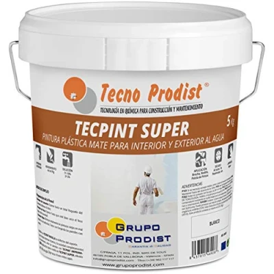 Imagen de Tecno Prodist TECPINT SÚPER 5 Kg (BLANCO) Pintura para Exterior e Interior al Agua Gran cubrición y blancura Lavable Fácil Aplicación