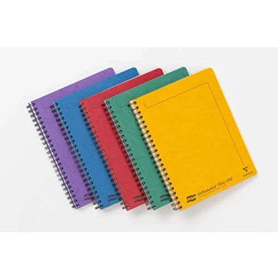 Imagen de Clairefontaine 482/1124z Europa Notemaker Lote de 5 cuadernos espiral (22,5 x 29,7 cm 240 páginas desmontables perforadas 4 agujeros con rayas y margen, colores surtidos)