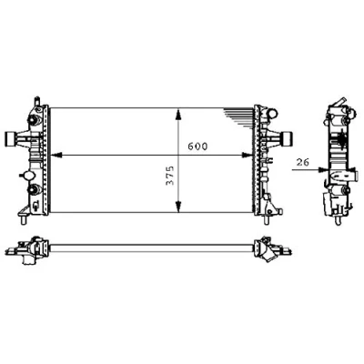 Imagen de MAHLE ORIGINAL CR 228 000S Radiador, refrigeración del motor para vehículos con/sin climatización 600 375 26 Aletas unidas mecánicamente