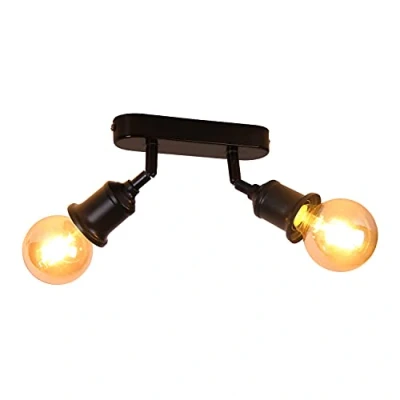 Imagen de TWSXTE 2 Luces de techo giratorias, Vintage Plafones, Rusticos Plafón,aplique interior vintage, Luz enchufes E27, 60 W máx (Sin bombilla)