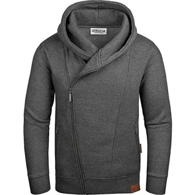 Imagen de Grin&amp;Bear GEC016 Chaqueta con Capucha y Cremallera Inclinada para Hombre Antracita L