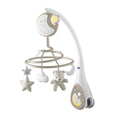 Imagen de Chicco Next2Dreams Carrusel Móvil Bebé 3 en 1 Compatible con Cuna Next2Me o Minicunas Colecho/Viaje, Efectos de Sonido, Proyector Luz Nocturna y Música Clásica, 0m+, Gris