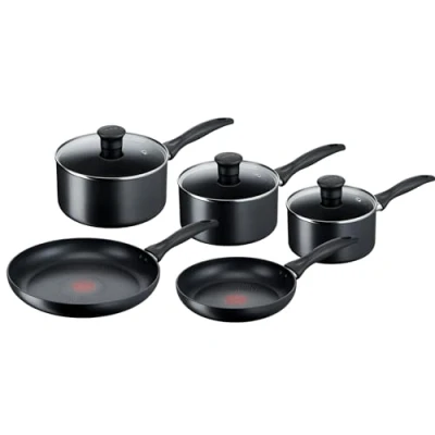 Imagen de Tefal Juego de utensilios cocina antiadherentes inducción, 5 piezas, color negro (G155S544)