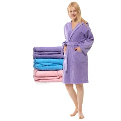Imagen de Twinzen Bata Niño y Niña Adolescente con Capucha, 100% Oeko Tex, Invierno 13 14 Años Malva Tejido Esponja Batin de Baño Ultra Suave Absorbente
