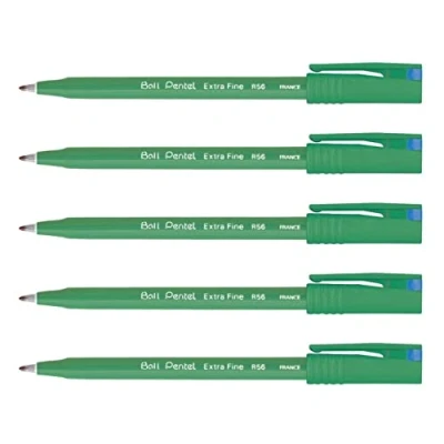 Imagen de Pentel Lote de 6 bolígrafos roller tinta Ball R56, punta fina, color azul