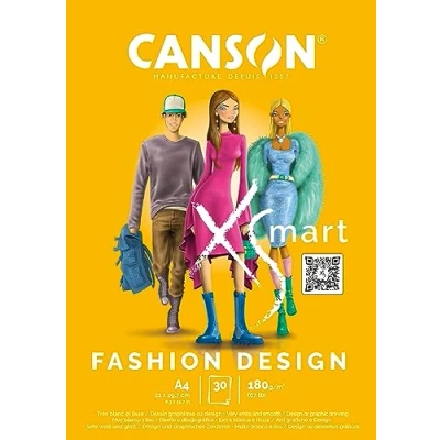 Imagen de CANSON XSmart, Papel de dibujo Blanco, Liso, 180gsm, Bloc encolado por lado largo, A4 21x29,7cm, 30 hojas