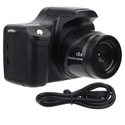 Imagen de cámara Digital portátil, SLR con Pantalla LCD de 3.0 Pulgadas, Zoom 18X, Soporte 24 Millones píxeles, Adecuada para reuniones Familiares, Viajes al Aire Libre, Regalos niños(Negro)