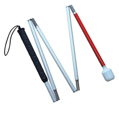 Imagen de Aluminio Baston Blanco para Ciegos y Baja Vision Plegable, 5 Secciones, 140 cm (55 pulgada)
