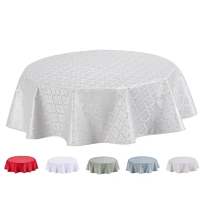 Imagen de Mantel de Hule, con Relieve, Redondo 140 cm Blanco Gris Claro