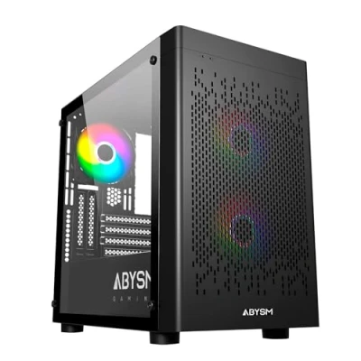 Imagen de Abysm Gaming Caja PC Gamer Danube INVA MX202 Negra, con Tres Ventiladores ARGB y Compatible Placas Base Micro ATX e ITX Tarjetas Gráficas de hasta 330 mm