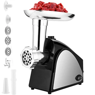Imagen de COOCHEER Picadora de Carne Eléctrica,2000W Salchicha Máquina y con 3 Placas Molienda,Acero Inoxidable, Negro