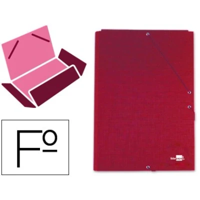Imagen de Carpeta liderpapel gomas folio 3 solapas carton forrado roja