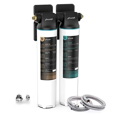 Imagen de Frizzlife Sistema de filtración agua bajo el fregadero DW15, elementos con certificación NSF/ANSI 53&amp;42, reduce en un 99,99% plomo, cloro, flúor, mal sabor y olor