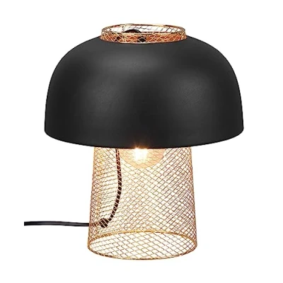 Imagen de Reality Leuchten Lámpara de mesa Punch, negro/oro, Ø 25 cm