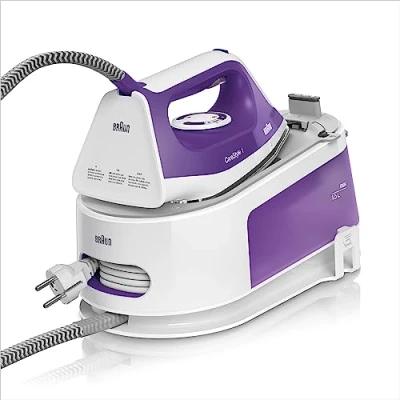 Imagen de Braun Carestyle 1 IS1014VI Centro de Planchado (6 bares presión 120 g/min y golpe vapor 360 g/min, suela freeglide, EasyLock, EasyCalcClean) blanco morado