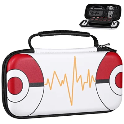 Imagen de MoKo Funda para Nintendo Switch y OLED con 10 Ranuras Tarjetas de Juego, Estuche EVA Portátil, Protectora Viaje Accesorios Juegos Switch, Pokebola