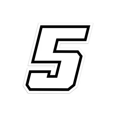 Imagen de 4R Quattroerre.it 13365 Número Racing 5 Moto GP, Blanco, 10 x cm
