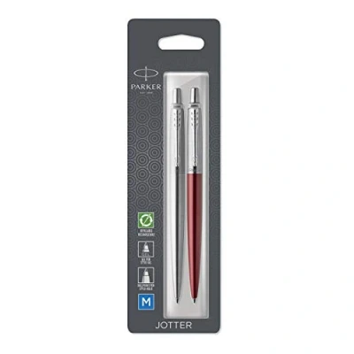 Imagen de Parker Jotter London paquete Duo Discovery: bolígrafo de acero inoxidable y gel color rojo Kensington