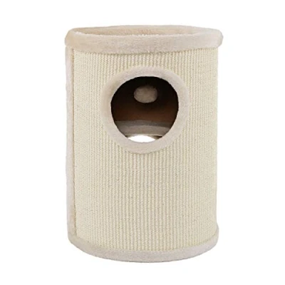 Imagen de lionto rascador de sisal con Pelota y Borde Peluche, 50 cm Alto, árbol Estable para Gatos Grandes pequeños, Ideal uñas, Entretenimiento escondites, Ø 36 cm, Beige