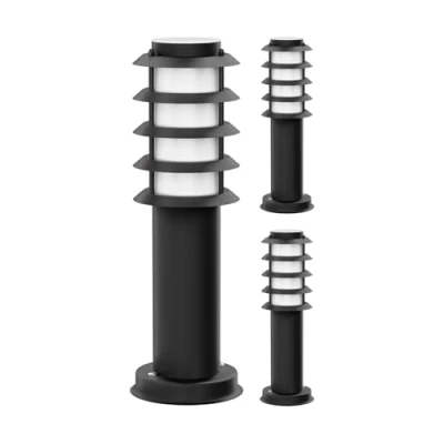 Imagen de ledscom.de 3 pcs. luz de camino/luz bolardo/luz jardín PORU para exteriores, IP44, rejilla, 39 cm, negro, 1x E27 max. 40W