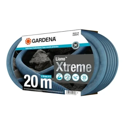 Imagen de Gardena Liano Xtreme 3/4 pulgadas, set 20m: manguera de jardín ultra robusta tejido, para grifos agua interiores, interna PVC, ligera, resistente a la climatología (18480 20)