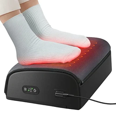 Imagen de Comfier reposapiés con calefacción regulable en altura, calentador de pies, espuma viscoelástica, pies y plantilla apoyo para oficina hogar, regalos