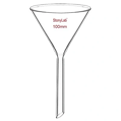 Imagen de stonylab 1 Paquete Embudo de Vidrio Borosilicato Glass Funnel, Tallo Corto 100 mm Diámetro, Longitud Del Vástago