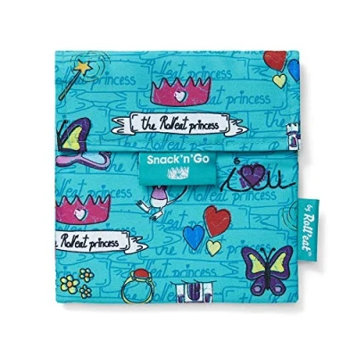 Imagen de Roll&#039;eat ® Porta Sandwich Reutilizable, Bolsa Ecológica sin BPA, Bocadillo de Color Princesas Turquesa Snack&#039;n&#039;Go Kids