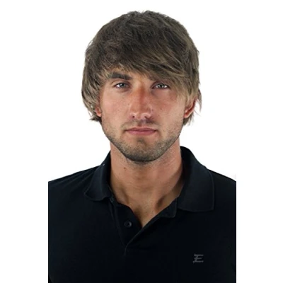Imagen de Peluca masculina, para hombre, corto, juvenil, color rubio oscuro, deportivo, estilo bravo erizado, bien estiloso, informal, moderno, cardado, nuevo GFW1169 18