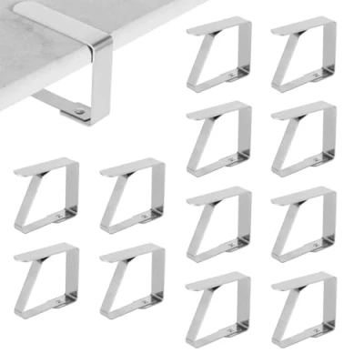 Imagen de MEIRRAI Sujeta Manteles de Mesa Exterior, Pinzas Exterior 12 Piezas Grande Acero Inoxidable 3,15 x 2,76 in para Picnic, Fiestas, Bodas