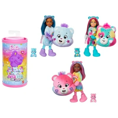 Imagen de Barbie Cutie Reveal Care Bears Serie 2 Chelsea Muñeca pequeña y accesorios, con disfraz de animal peluche 6 sorpresas, entre las que se incluyen cambio color (los estilos pueden variar), JGH75