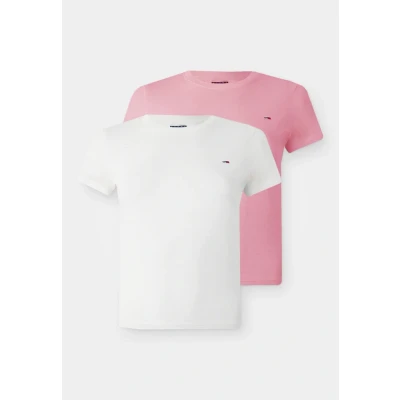 Imagen de Tommy Jeans C NECK TEE 2 PACK Camiseta básica, Mujer, Talla: 34, Ecru/mystic pink